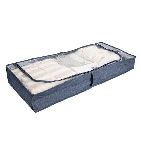Household Essentials 41" Denim Blue Under the Bed Storage Chest